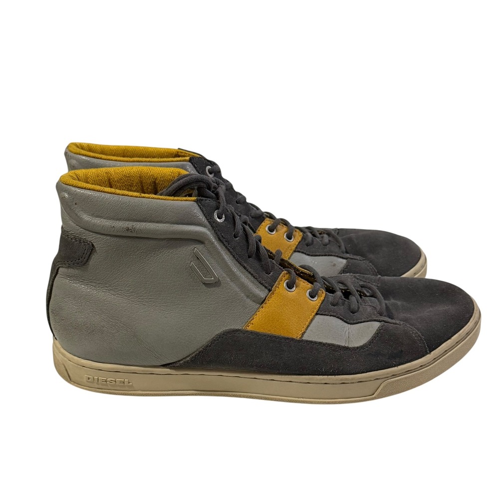 Diesel E-Prime Mid Mens Grey Suede Leather High Top Sneakers Y01258 Size 10.5